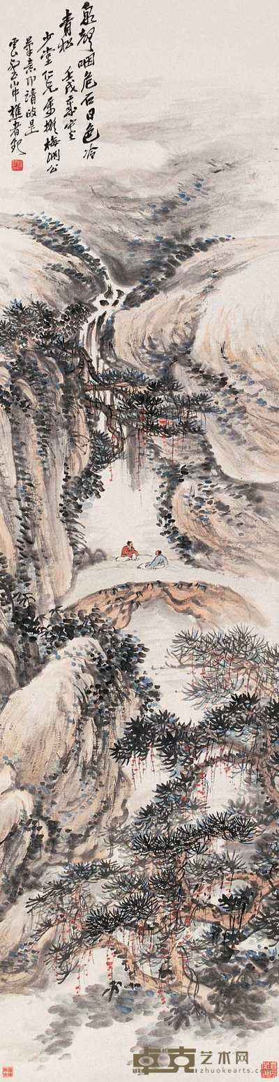 赵云壑 壬戌（1922）年作 危石青松 立轴 149×38cm